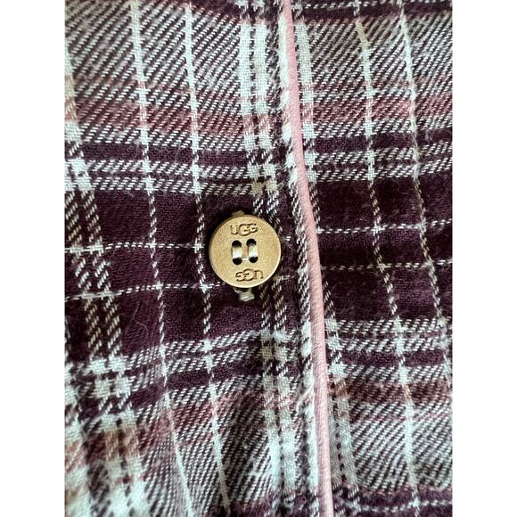 UGG Raven Plaid Flannel Long Sleeve Button Down Top with Long Pants Pajama Set S - Picture 11 of 14